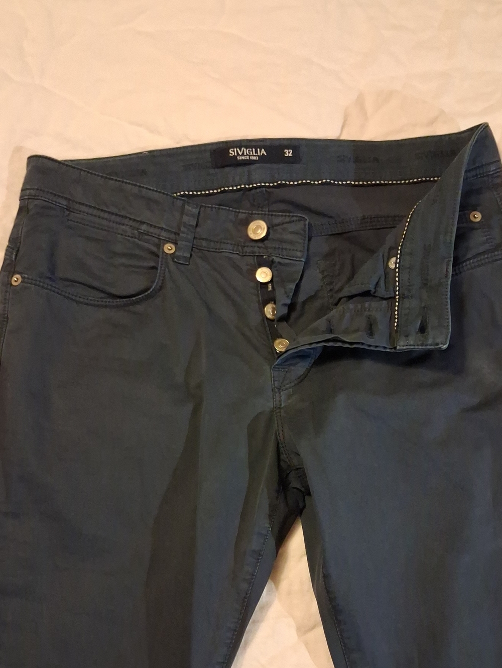 Siviglia Italian Made Slim Chinos with Button Fly